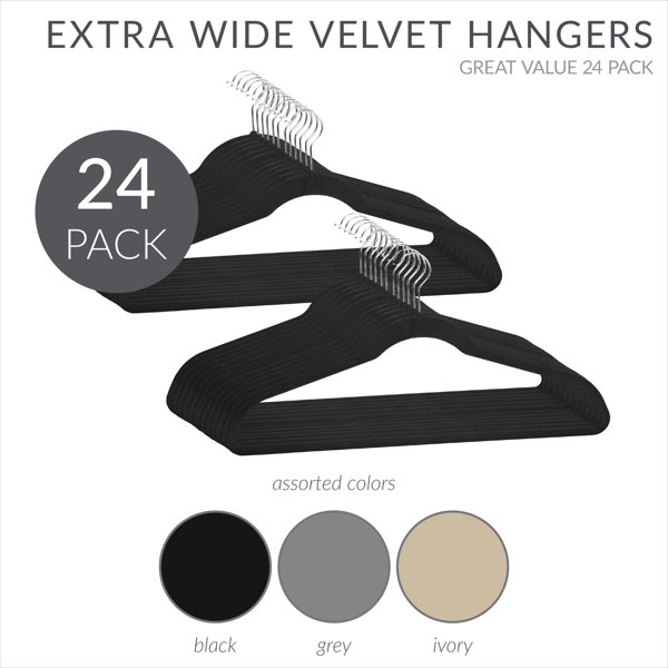Rebrilliant 24 Pack Extra Wide Velvet Coat Hangers In Black Wayfair